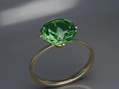 Elegant Gemstone Ring with Crown Prong Setting 3D print model