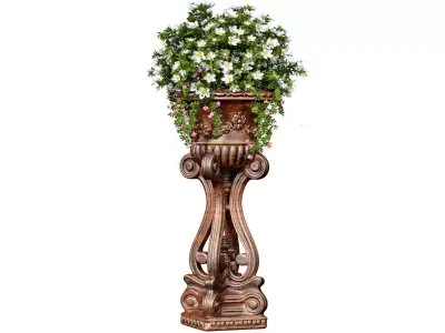 Bouquet of white flowers Petunia Houseplant in classic tall vase 3D model