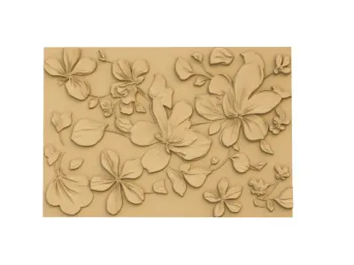modern panel wall decor set wall relief mural CNC 120 3D model