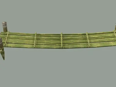 Wooden Medieval Bamboo Bridge 01 Low Poly 3D Model Low-poly 3D model