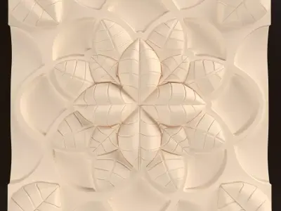 Decorative carving rosette mandala rectangular tiles 3D model