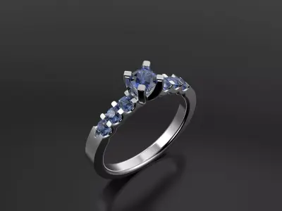Ring with gems 3D print model