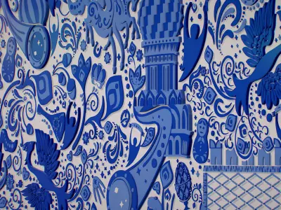 Russian geometric tile ornament decoration 3D model