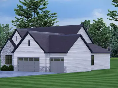 Modern Farmhouse Single-Story Suburban Home 3D Model  3D model