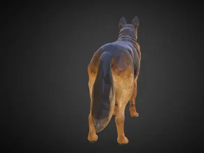 Shepherd German Low Polygon Art Dog Animal Low-poly 3D model