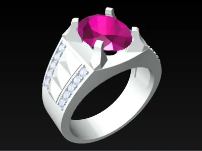 Diamond Rings - Mens Ring - N1444 3D print model