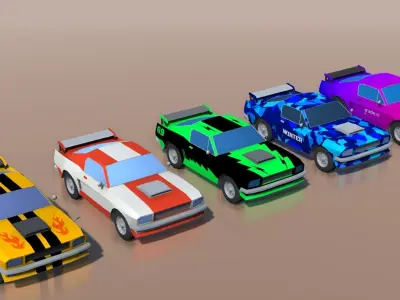 Low-poly cartoon cars Low-poly 3D model