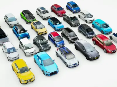 25 Low Poly Hatchbacks Low-poly 3D model