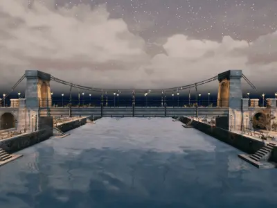 Gate Bridge Unreal Engine Low-poly 3D model