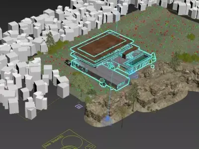 Modern Cantilever Mountain Villa 3D model