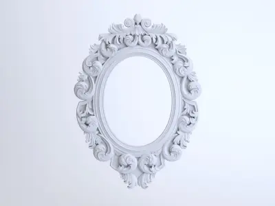 Oval Baroque Mirror Frame 3D model