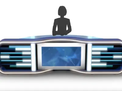 Virtual TV Studio News Desk 5 3D model