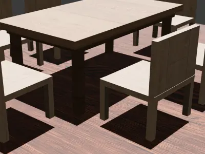 eating table and chir for house and games architetural and more 3D model