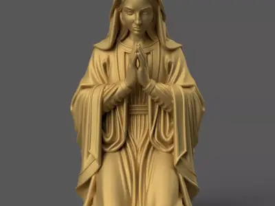 smiling St Virgin Mary Kneeling for Nativity STL File 3D print model