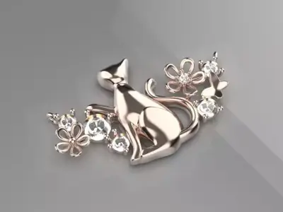 jewelry cat flower Pendant gold 3d model 3D print model