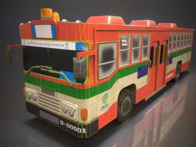 Thai Bus Low-poly 3D model