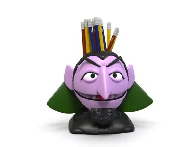 Count Von Count Sesame Street Pencil etc holder STL 3D print model