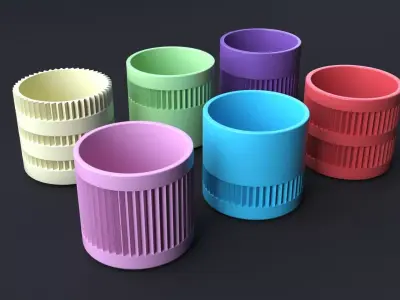 6-Piece 3D Printed Flower Pot Ensemble 3D print model
