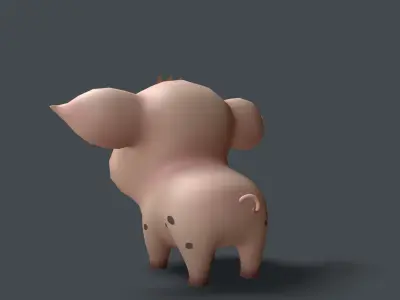 Cute Little Pig  Low-poly 3D model