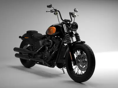 Realistic Harley Davidson Street Bob 2021 Vivid Black 3D model
