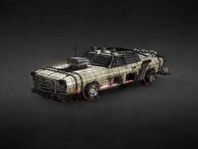 Dodge Post apocalyptic PBR Low-poly 3D model