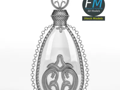 Cruet glass bottle with chain 3D model