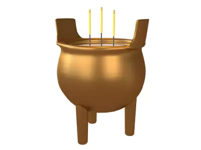 Cartoon Incense Burner v1 003 Low-poly 3D model