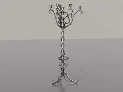 Two detailed game ready gothic-elvish candlesticks Low-poly 3D model