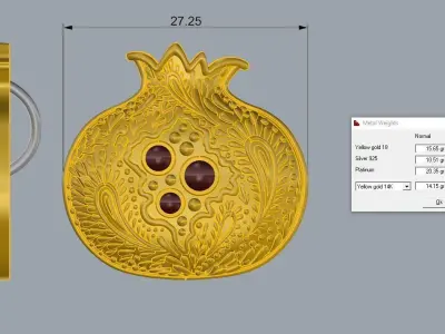 Pomegranate pendant Gold  3D print model
