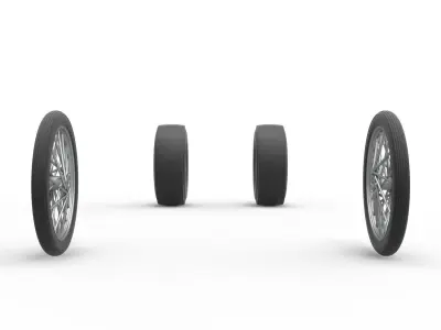 Wheel set of Vintage Front engine dragster Scale 1 to 25 3D print model