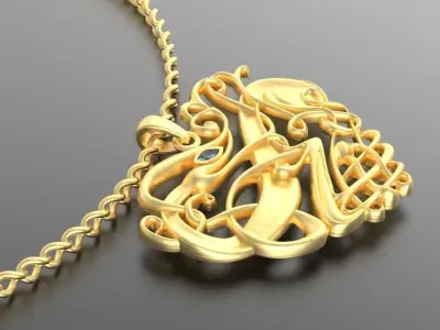 3D print model heart pendant  Viking heart with celtic ornament 3D print model
