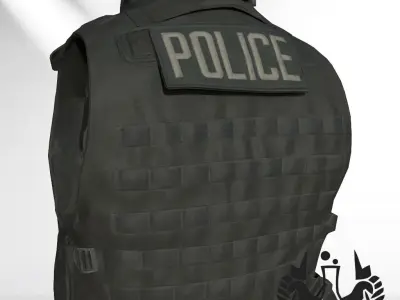 SWAT Police Bulletproof Vest Game Ready PBR Low Poly Low-poly 3D model