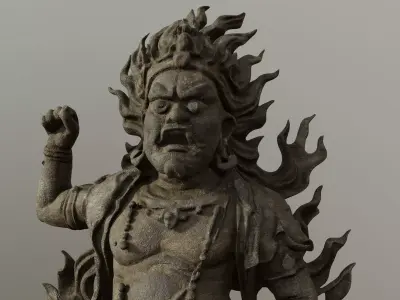 Guardian Deity Stone Statue 3D model