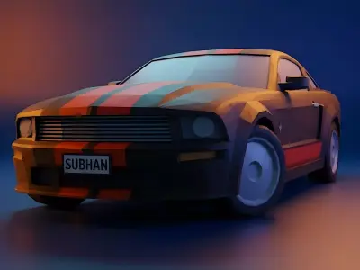 Lowpoly Ford Mustang Shelby Low-poly 3D model