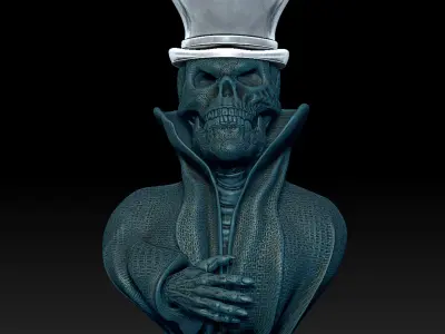 Wall-Lamp Skull  with a top hat as headgear and closed eyes 3D print model