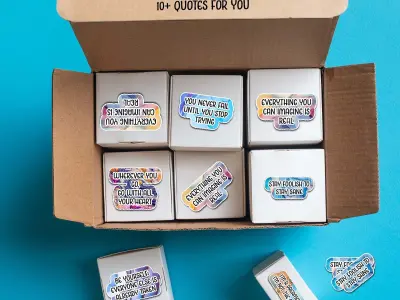 3D inspirational quotes stickers with textures decals Texture