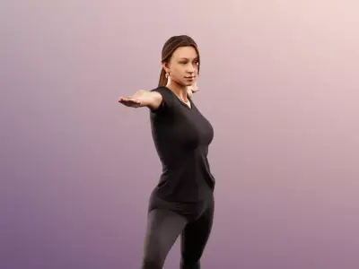 Annika 13170 - Woman Making Yoga Low-poly 3D model
