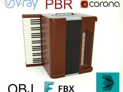Accordion 3D model box Low-poly 3D model