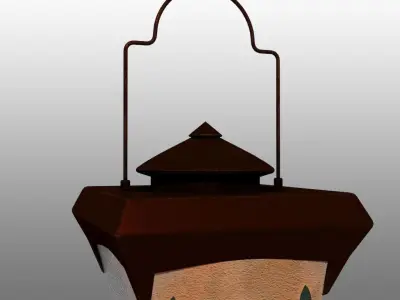 Painted-flowers Paper Lantern 3D model