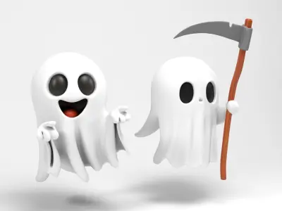 Little ghosts Low-poly 3D model