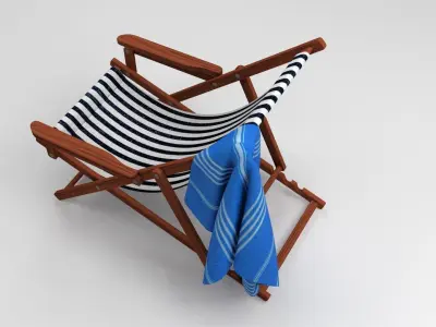 Beach Chair with Towel 3D model