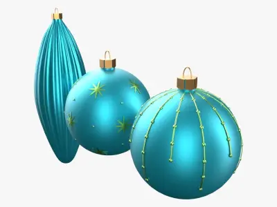 Christmas Tree Ornament Set1 - Turquoise Green  Low-poly 3D model