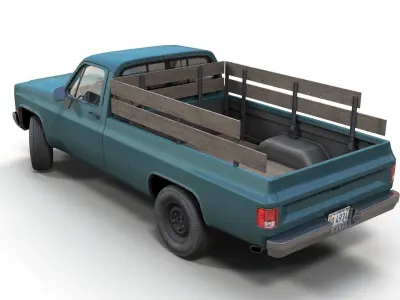 Farmer pickup truck Low-poly 3D model