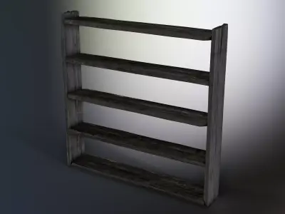 Wooden Shelves Low-poly 3D model