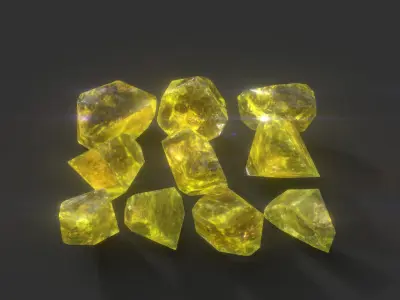 Multiple Color Crystal Gemstone Pack 220705 Low-poly 3D model