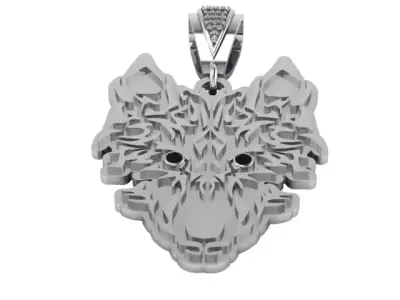 Lunar Spirit Gold Wolf Pendant 3D print model