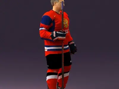 Hockey player in team russia jersey 0900 3D model