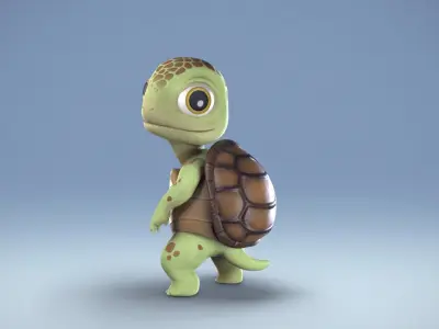 Cute little turtle Low-poly 3D model