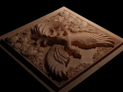 Wild Phoenix Sandcasting Bas High Relief CNC 3D print model
