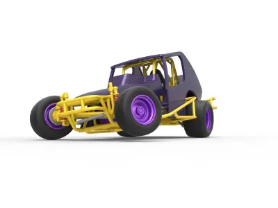 Vintage NE Dirt Modified stock car while turning Scale 1 to 25 3D print model